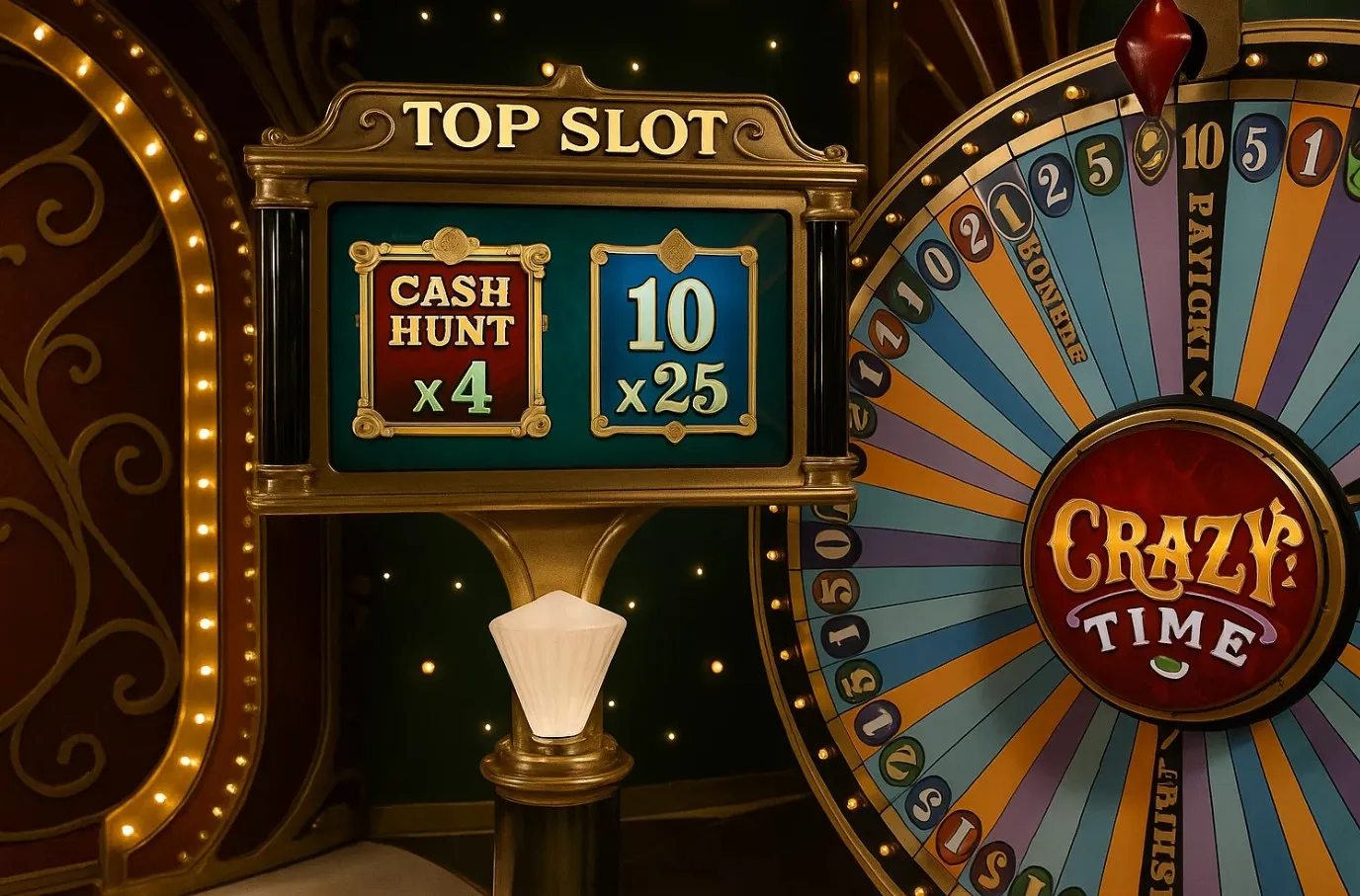 Sistema Top Slot y multiplicadores en Crazy Time